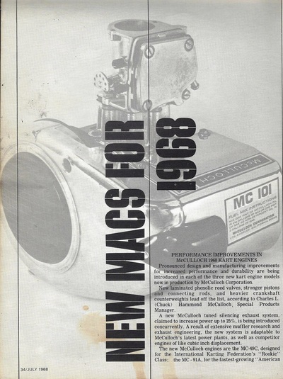 1968 McCULLOCH KART ENGINE MC 49-C ILLUSTRATED PARTS LIST MANUAL